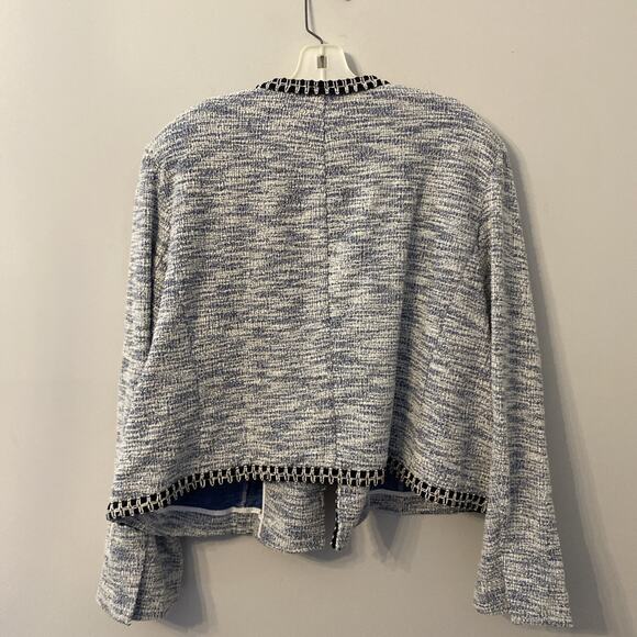 Lane Bryant Women's Plus Size 24 Silver Black Faux Tweed Open Front Crop Blazer - Picture 11 of 11